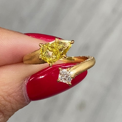 Vivid Yellow Diamond Spiral Ring