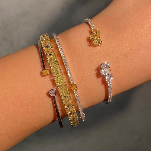 31 Carat GIA Certified Light Yellow Cushion Diamond Tennis Bracelet