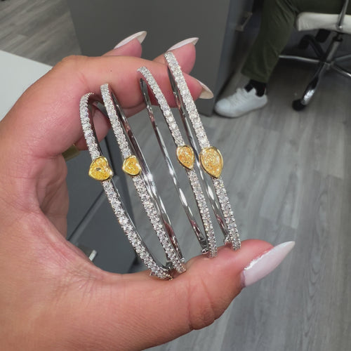 Pear-Shaped Yellow Diamond Bangle Bracelet