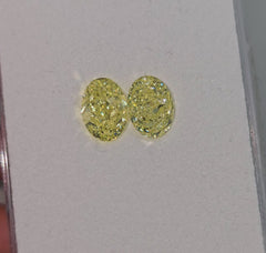 2 Carat Each Fancy Light Yellow Oval Diamond Matched Pair - Loose