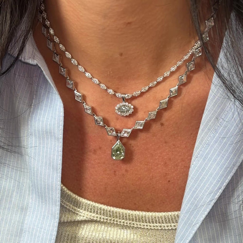 Green Marquise Cut Diamond Detachable Pendant Charm