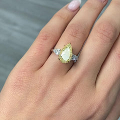 4.02ct Fancy Light Yellow Pear Diamond Engagement Ring