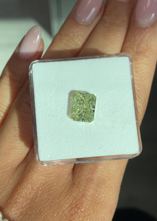 4.03 Carat Fancy Green-Yellow Elongated Radiant Diamond - Loose