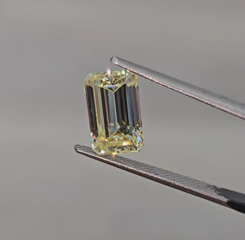 3.33ct Light Yellow Emerald Cut Diamond - Loose