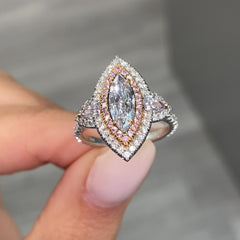 blue diamond ring. blue marquis diamond. light blue diamond