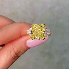 8.16 Carat Intense Yellow Radiant Diamond Engagement Ring