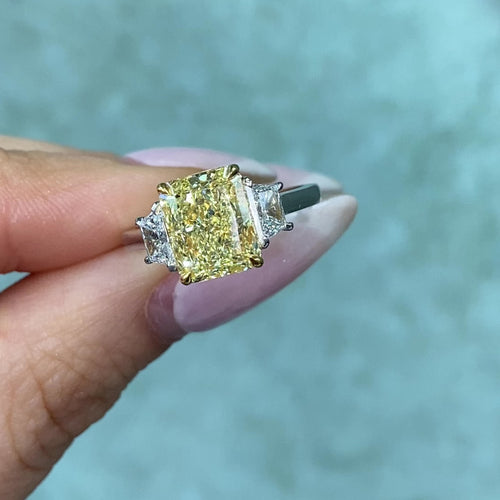 3 Carat Radiant Cut Yellow Diamond Engagement Ring