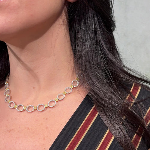 12.8ct Yellow and Colorless Diamond Statement Necklace