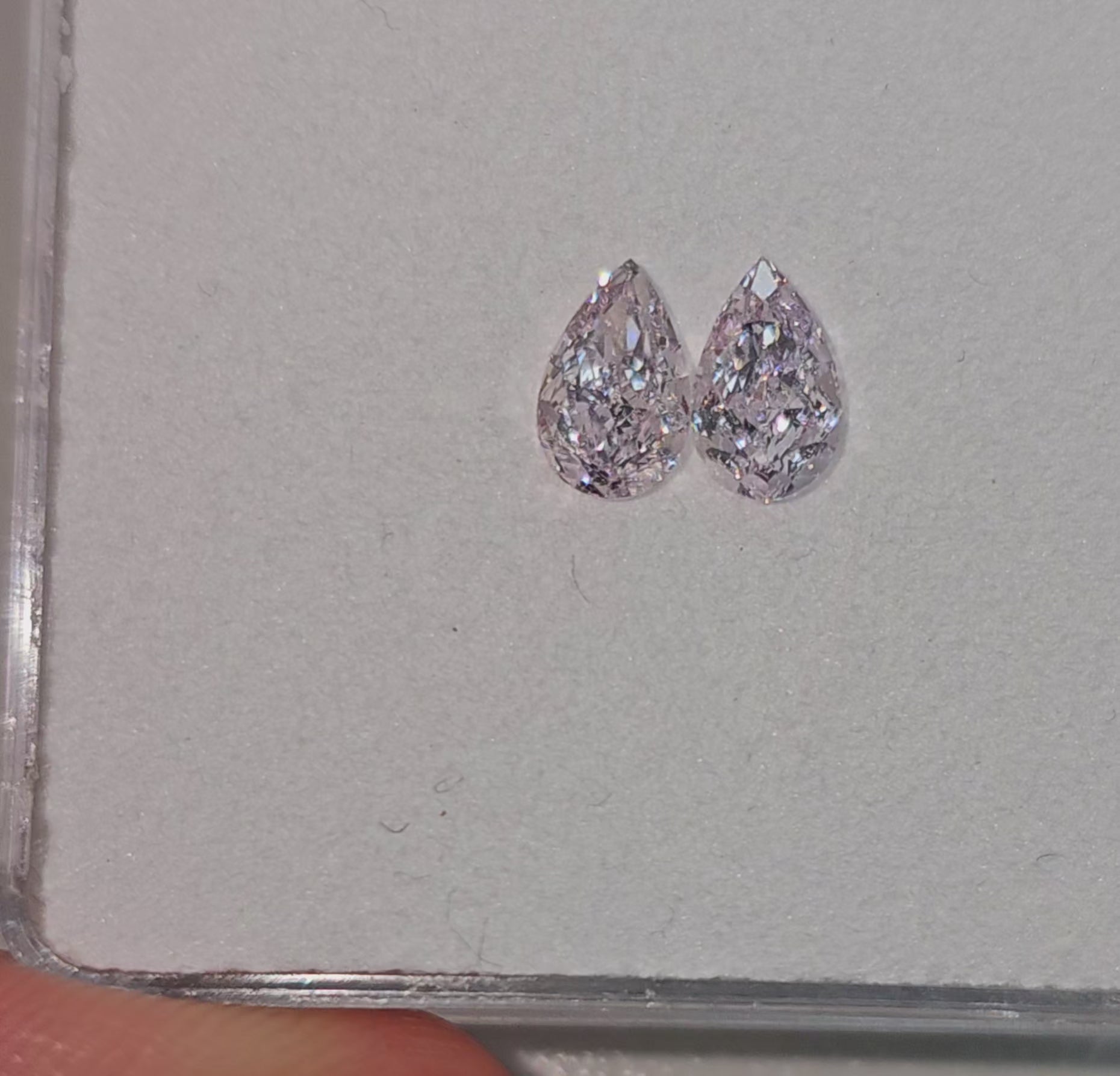 GIA very light pink pear shape matched pair