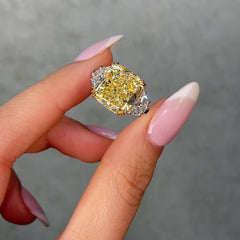 10ct Fancy Light Yellow Cushion Cut Diamond Engagement Ring
