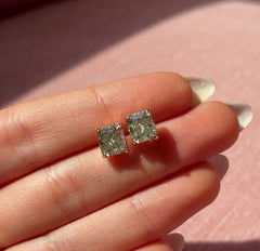 3.52ct Green Diamond Chameleon Diamond Studs