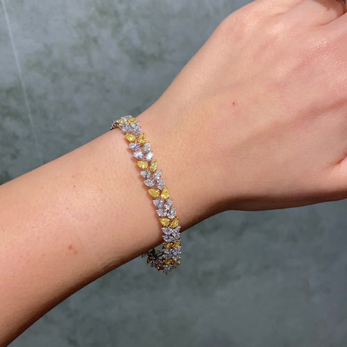 13ct Yellow & White Pear Diamond Double Row Bracelet
