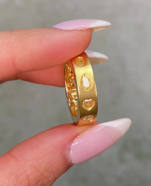 Mixed Shape Yellow DIamond Bezel Eternity Band