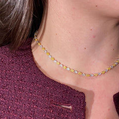 11.5ct Alternating Fancy Yellow and White Pear Diamond Necklace