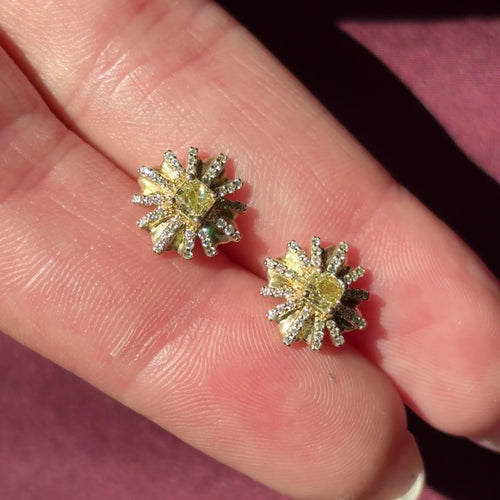 The Meelie Flower Yellow Diamond Studs