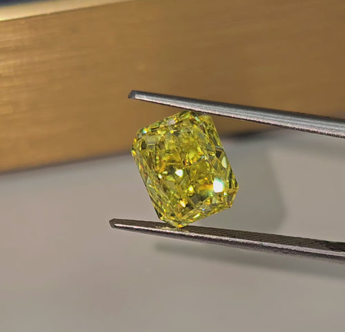 4.02ct Fancy Vivid Yellow Internally Flawless Elongated Radiant Cut Diamond - Loose