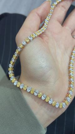 24ct Alternating Yellow and White Oval Diamond Necklace