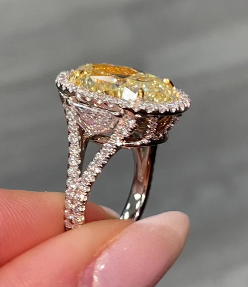 10.77ct Yellow Oval Diamond Halo Engagement Ring