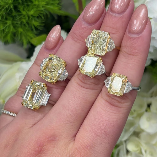 10 Carat Emerald Yellow Diamond Engagement Ring