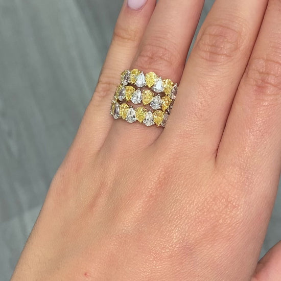 Alternating Fancy Yellow and White Diamond Eternity Band