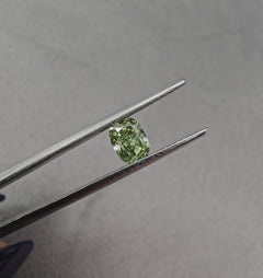 0.66 Carat GIA Fancy Intense Yellowish-Green Cushion Cut Diamond  VS2 Clarity  Super Saturated Deep Green  GIA Certified Diamond 