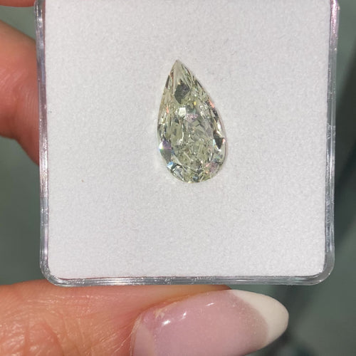 3.05ct Fancy Light Grayish Greenish Yellow Pear Shape Diamond - Loose