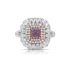 GIA Certified Fancy Pink Cushion Cut Diamond Ring.