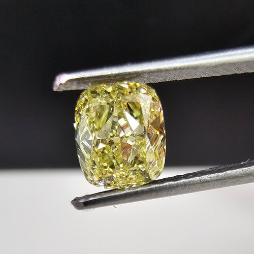 1.01 Carat Cushion Cut GIA Certified Diamond  Fancy Yellow  VVS2 Clarity 