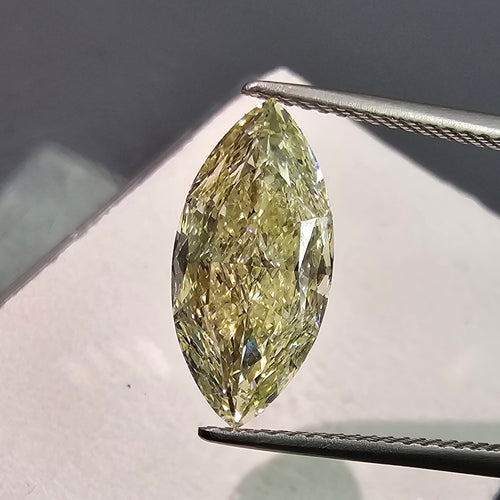 3.34ct Light Yellow Marquise Cut Diamond - Loose