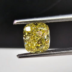 1.15 Carat Cushion Cut GIA Certified Diamond  Fancy Intense Yellow  SI1 Clarity 