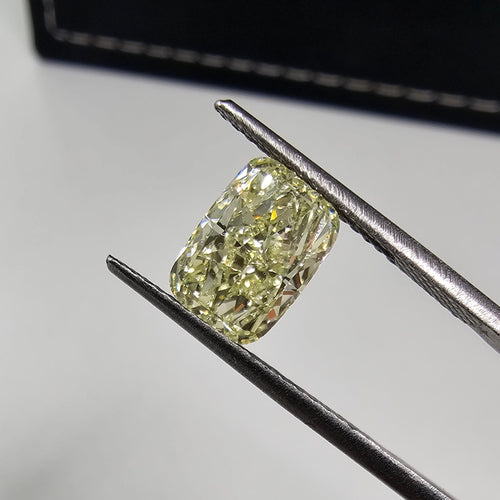 elongated cushion cut diamond, natural light yellow diamond, unique canary diamond