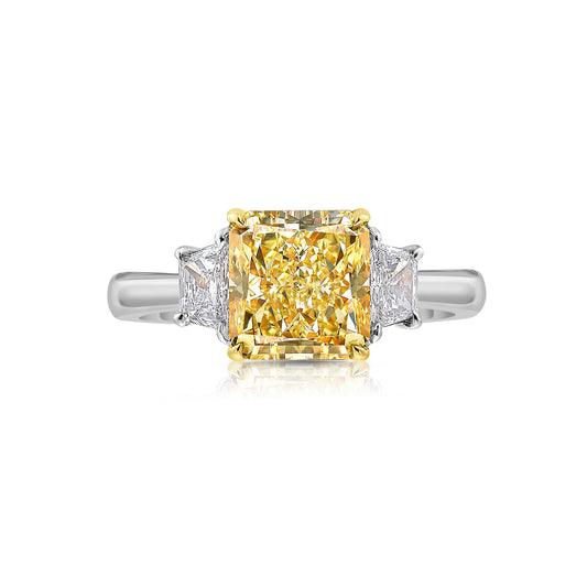 2ct Fancy Yellow Radiant Diamond Engagement Ring