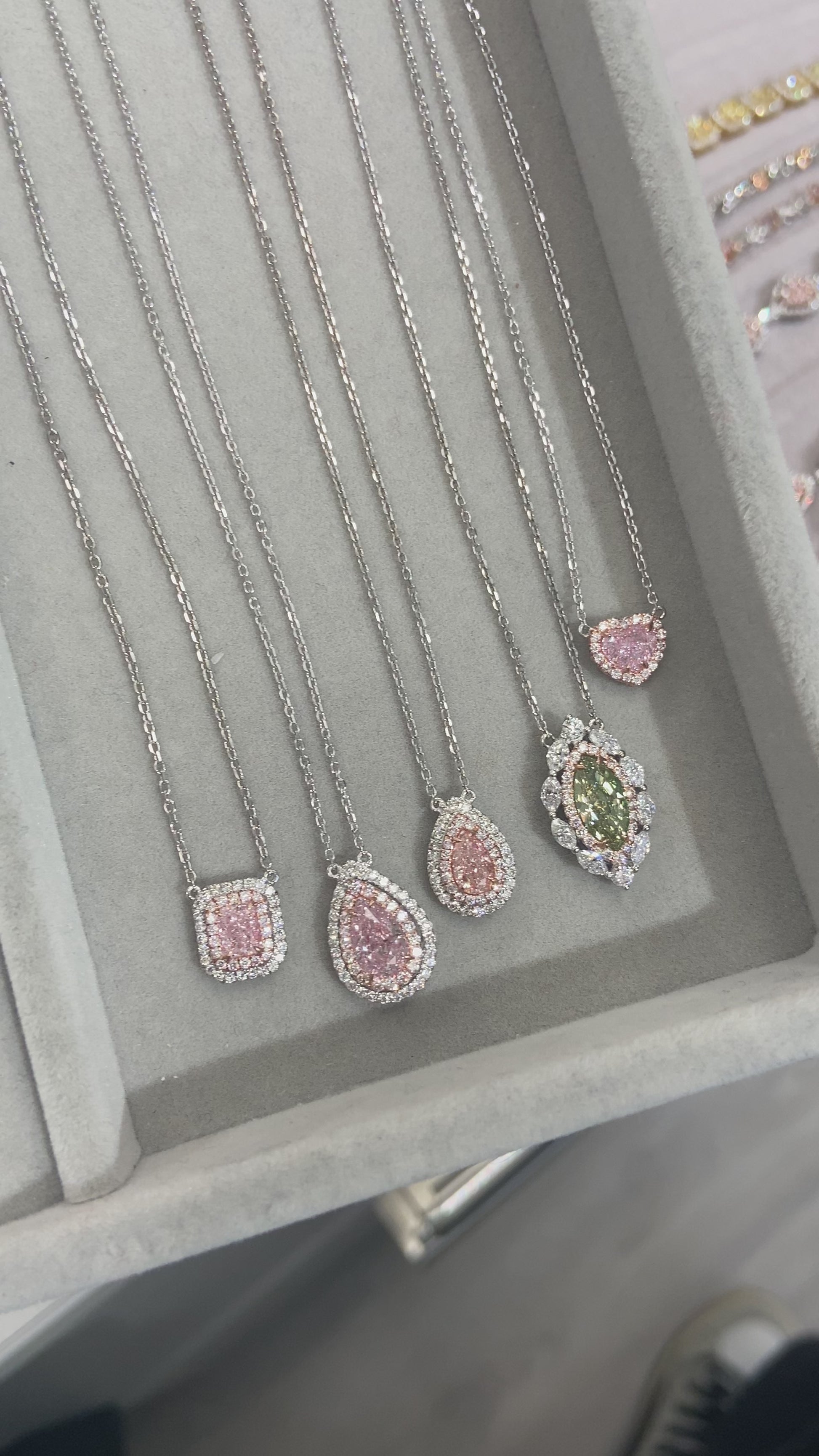 1.02ct GIA Light Pink Pear Diamond Pendant – Rare Colors