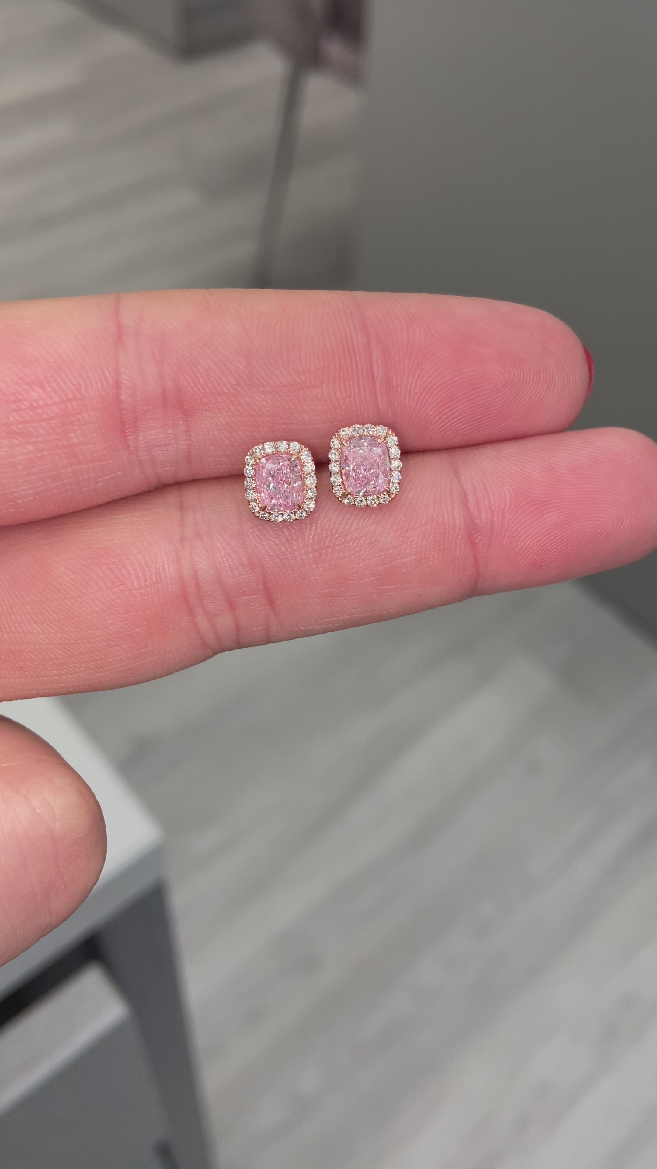 1.40ct Faint Pink Diamond Stud Earrings