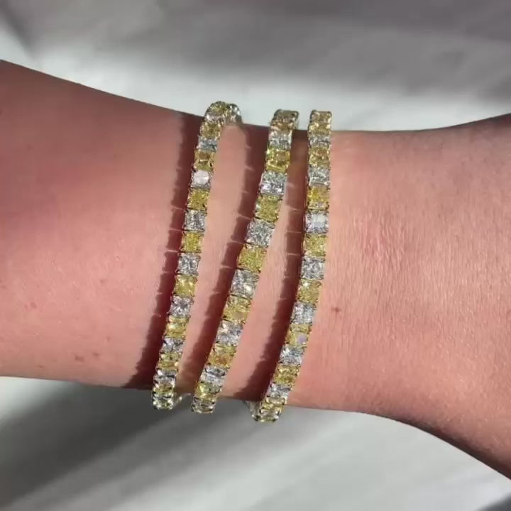 18.01ct Half Carat Alternating Fancy Yellow + White Diamond Bracelet