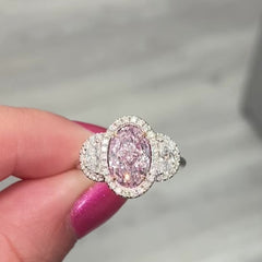 2.06ct Oval Faint Pink Diamond Engagement Ring