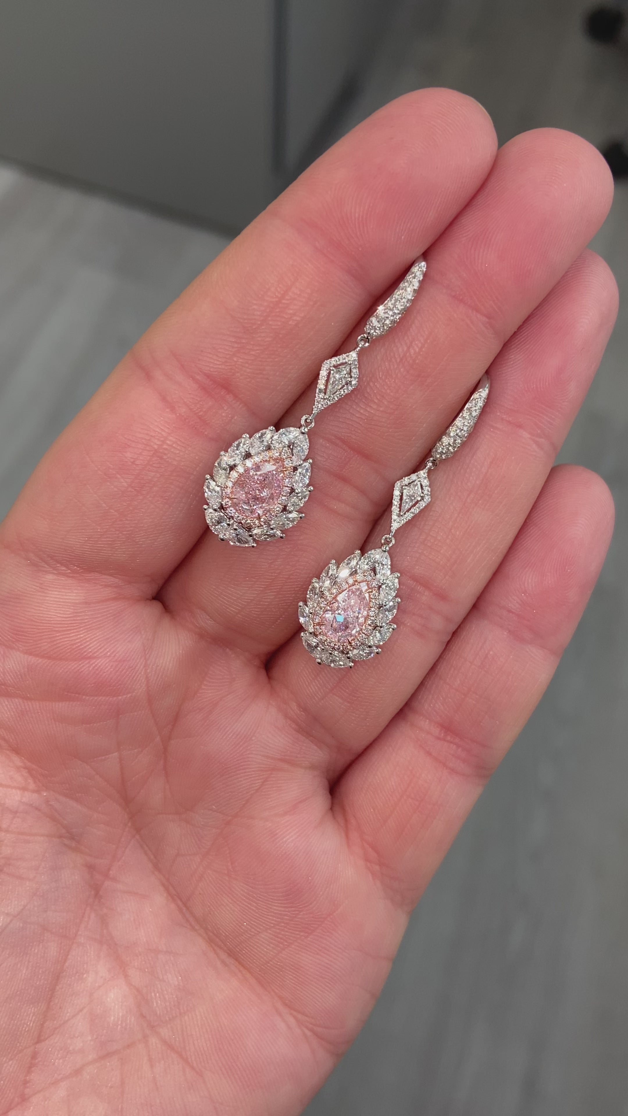 Pink and White Diamond Drop Earrings  Fine Jewellery and Argyle Pink  Diamond Specialists