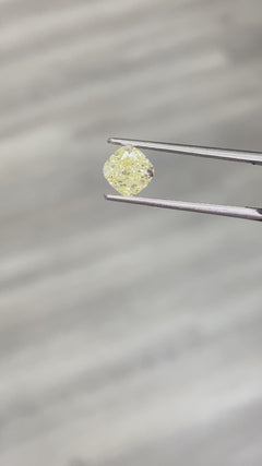 GIA certified light yellow cushion cut diamond