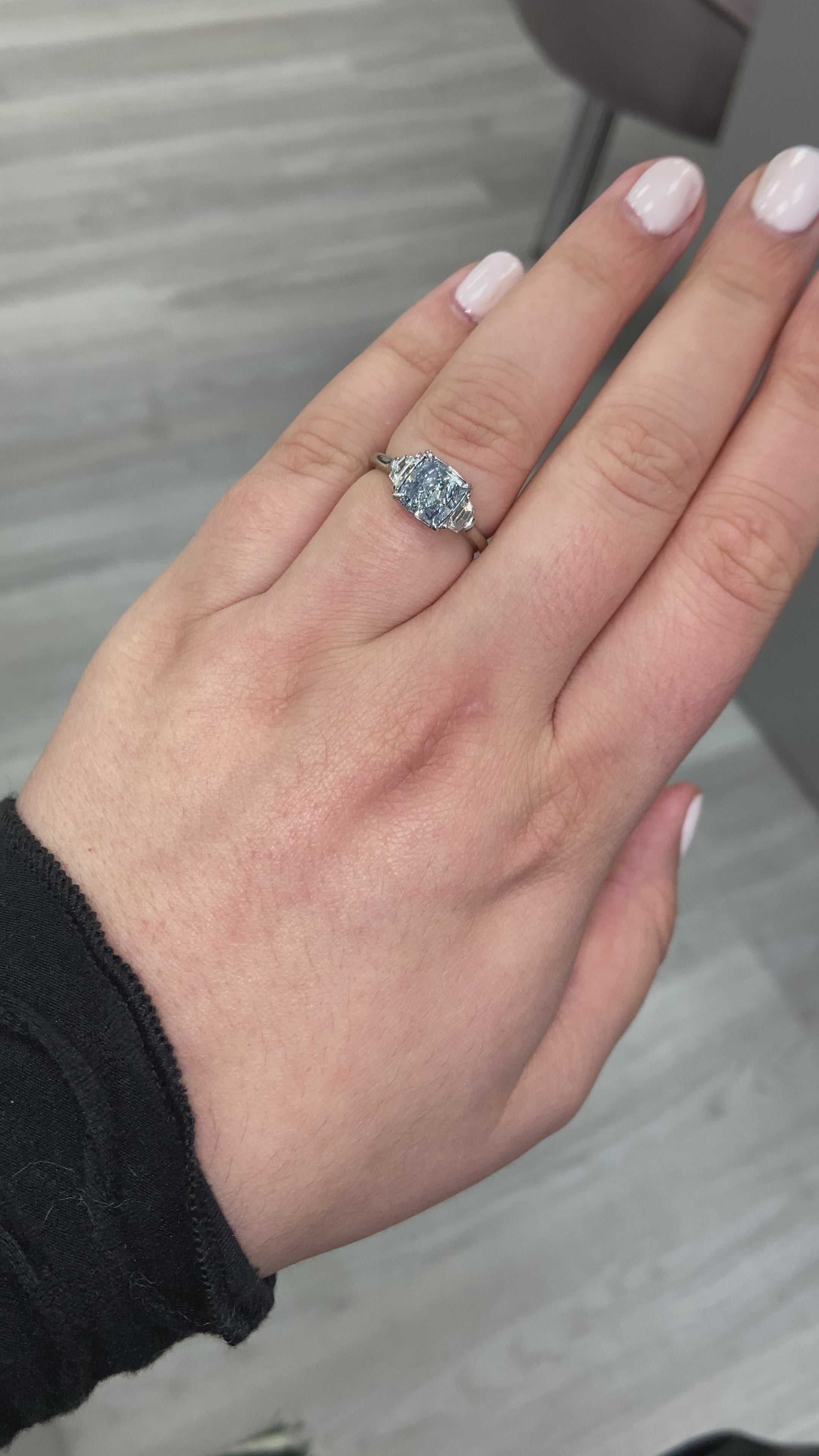 3 stone engagement ring with natural green oval diamond : r/EngagementRings