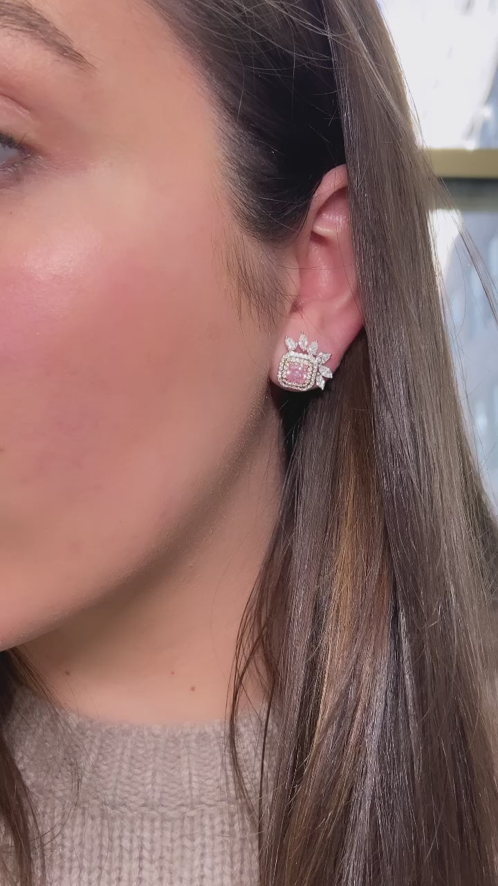 4.10ct GIA Pink Two Way Diamond Earrings