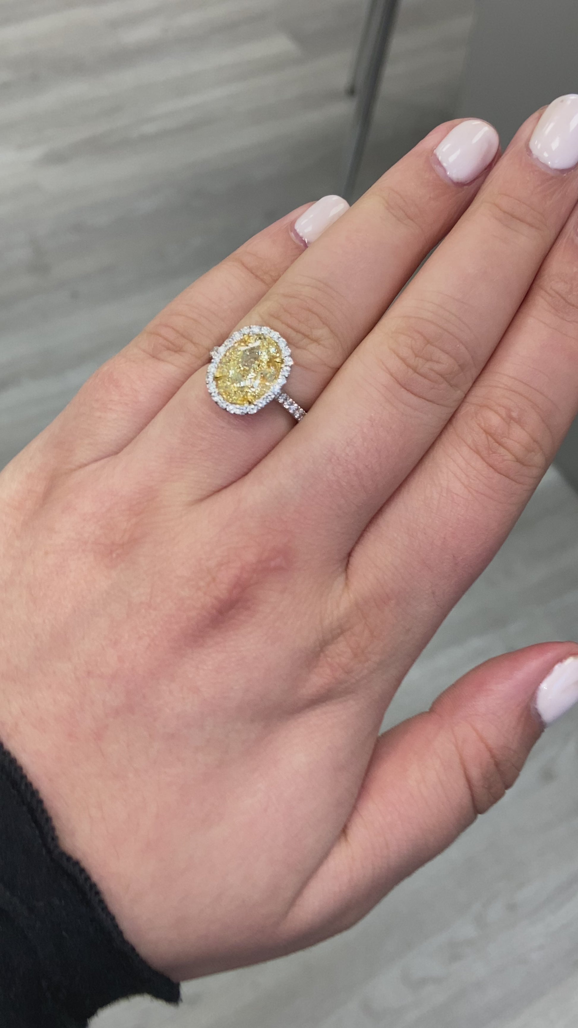 yellow diamond ring. yellow diamond oval ring. yellow diamond halo ring.