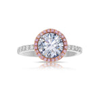 Unique blue diamond ring. blue diamond round. faint blue diamond. 