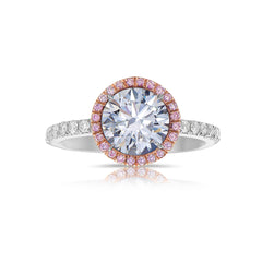 Unique blue diamond ring. blue diamond round. faint blue diamond. 
