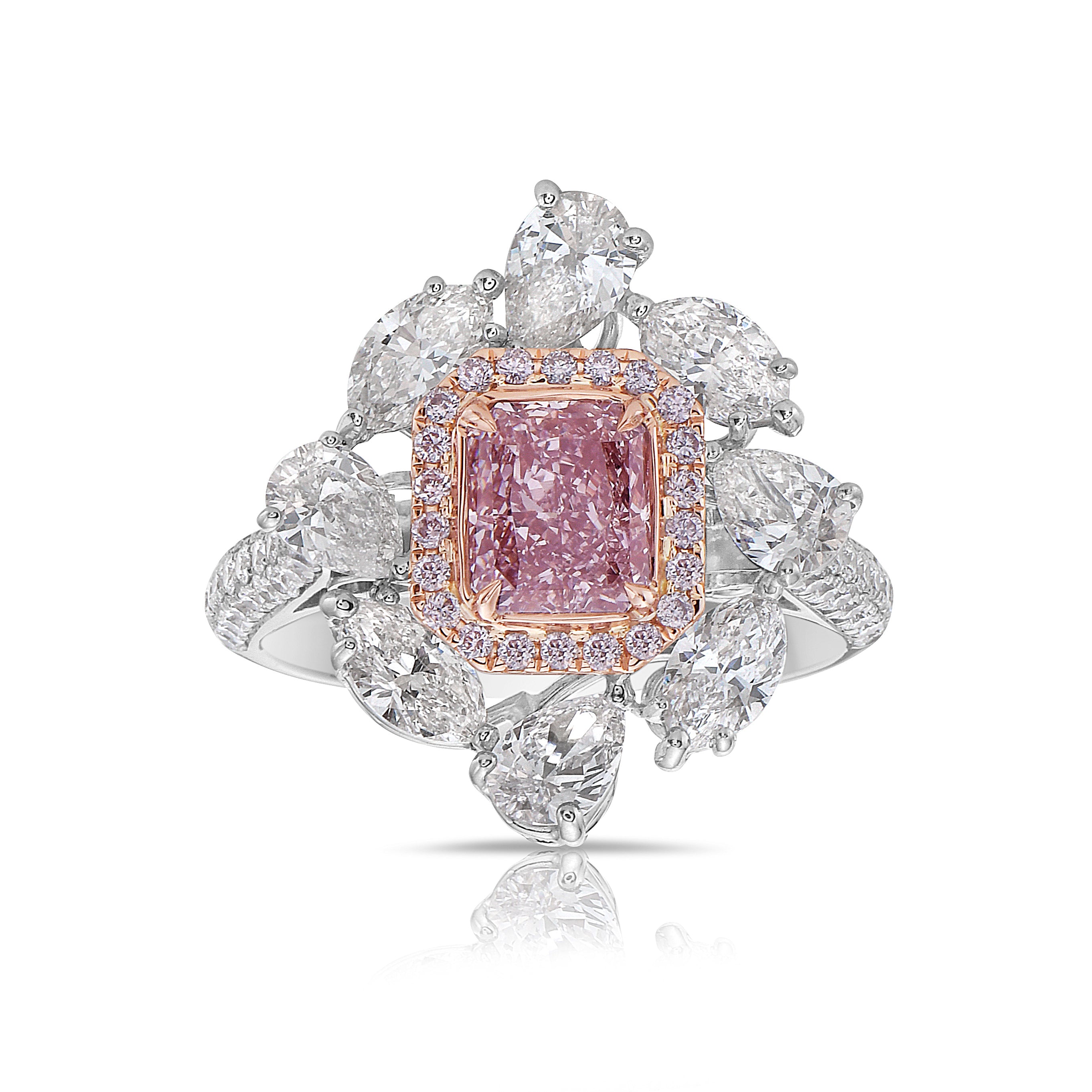 1.00ct Very Light Pink Radiant Diamond Ring
