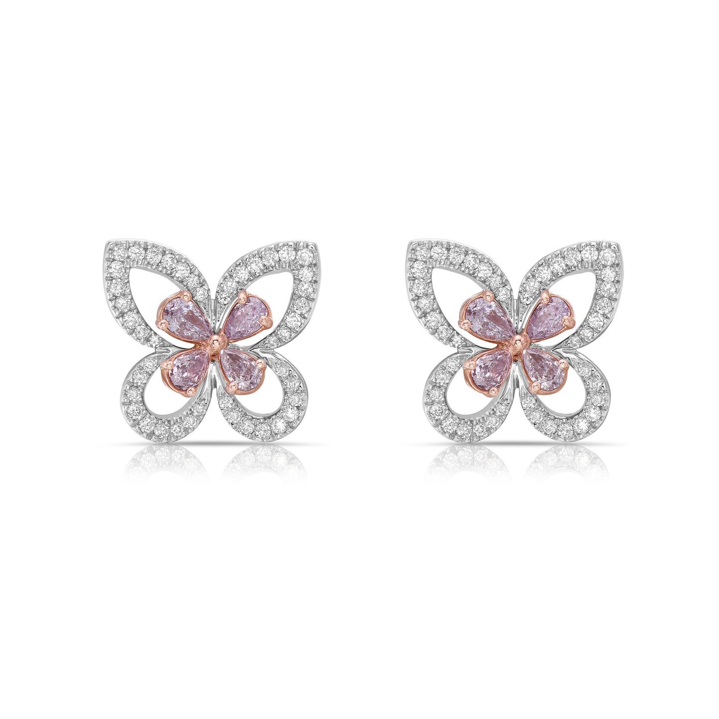 Light Pink Butterfly Diamond Studs