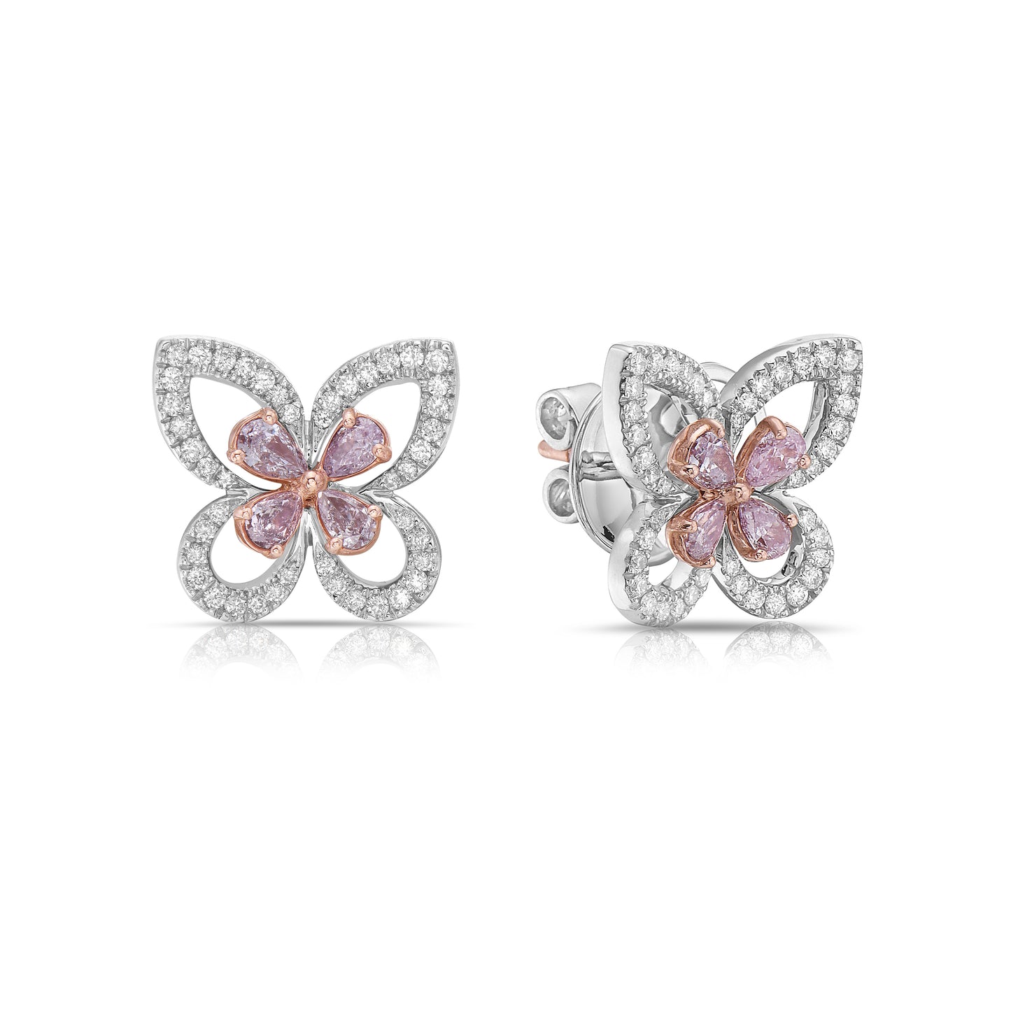 Light Pink Butterfly Diamond Studs