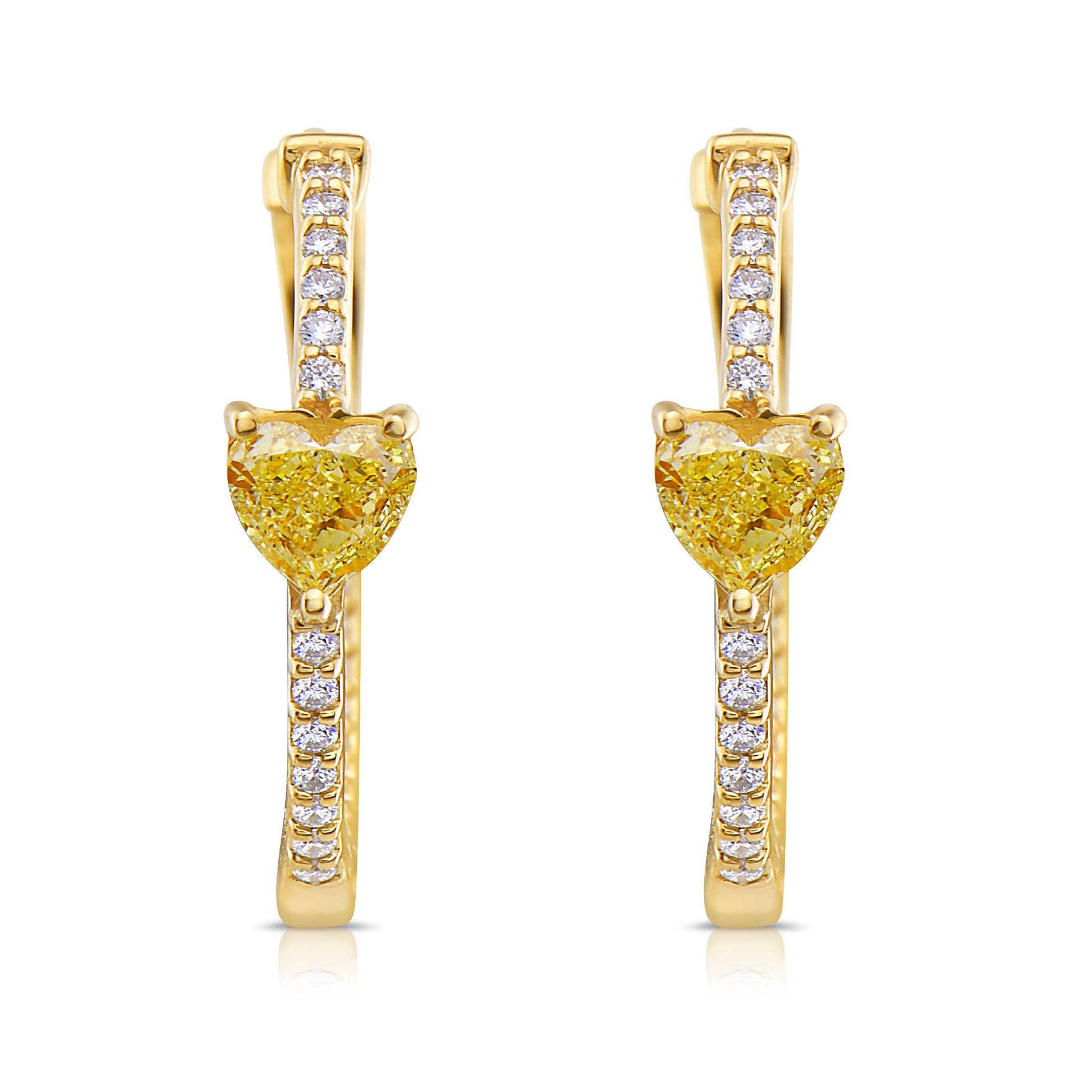 Affordable yellow diamonds. Yellow diamond hoops. Cute yellow diamond hoops. Yellow diamond earrings. Diamond hoops