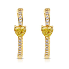 Affordable yellow diamonds. Yellow diamond hoops. Cute yellow diamond hoops. Yellow diamond earrings. Diamond hoops