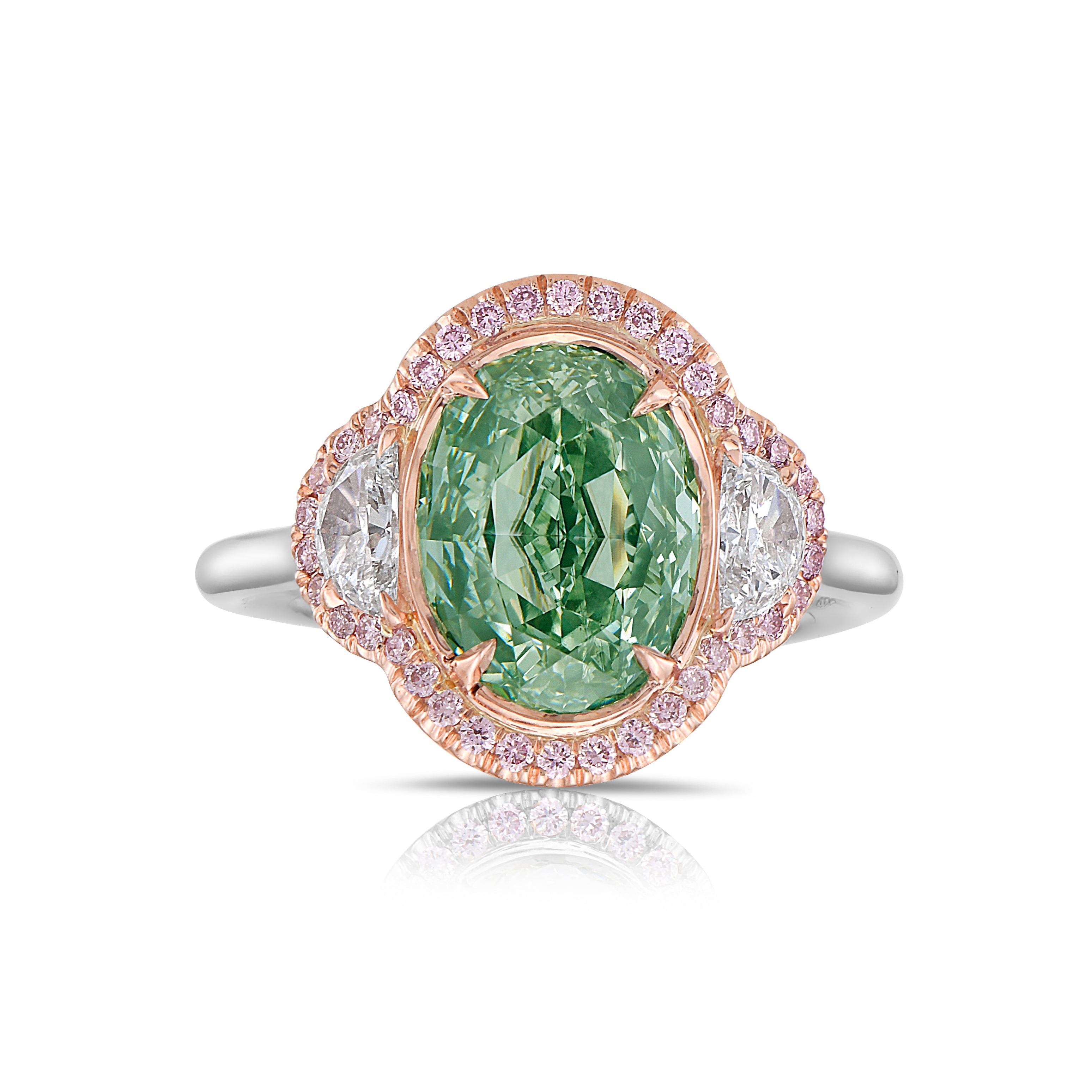 3.63ct GIA Fancy Yellowish Green Diamond Ring