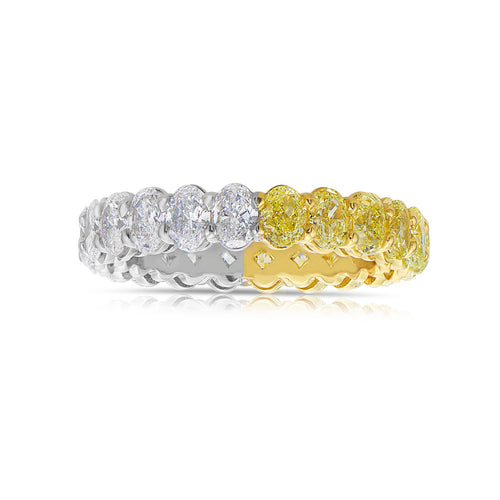 Wear two ways diamond eternity band. Undecided eternity ring. Diamond eternity ring. Fancy yellow and white alternating eternity band. Alternating diamond ring.